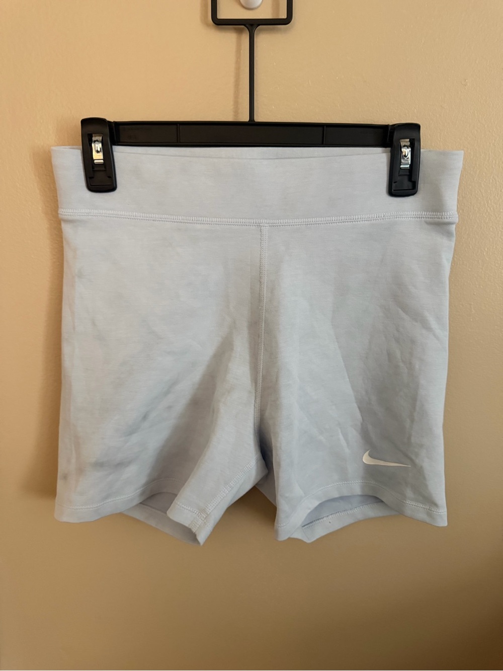 Nike Light Blue High-Rise Bike Shorts with Swoosh